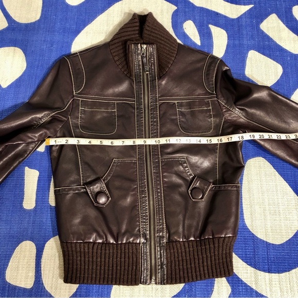 Faux Leather Bomber Jacket - Picture 9 of 16